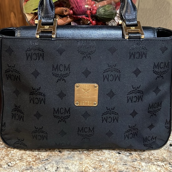 MCM Germany EUC Black Visetos Nylon and Leather Tote - Picture 2 of 11